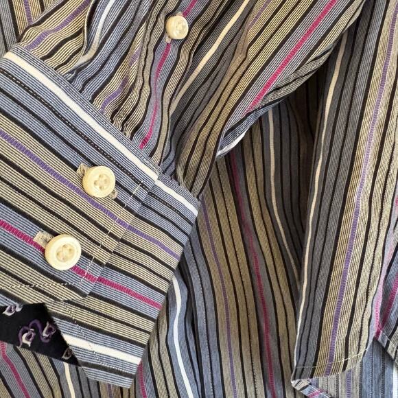 Tailorbryd Blue And Purple Textured Stripe Button Down Size Medium - Picture 5 of 6